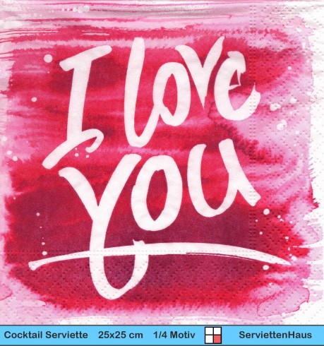 I love you - 1 Cocktail Serviette